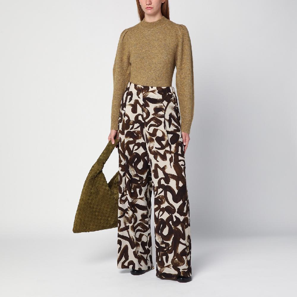 Dries Van Noten Pantalone ampio con stampa marrone Presa