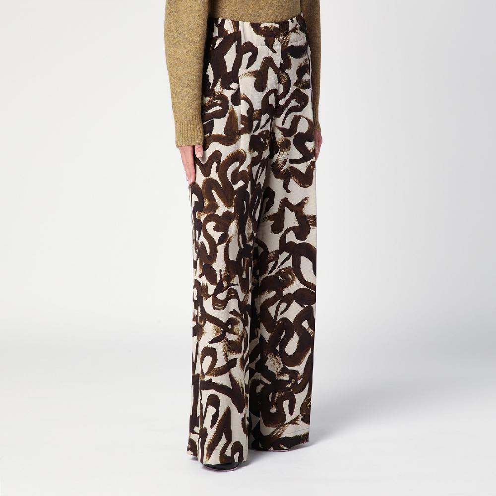Dries Van Noten Pantalone ampio con stampa marrone Presa