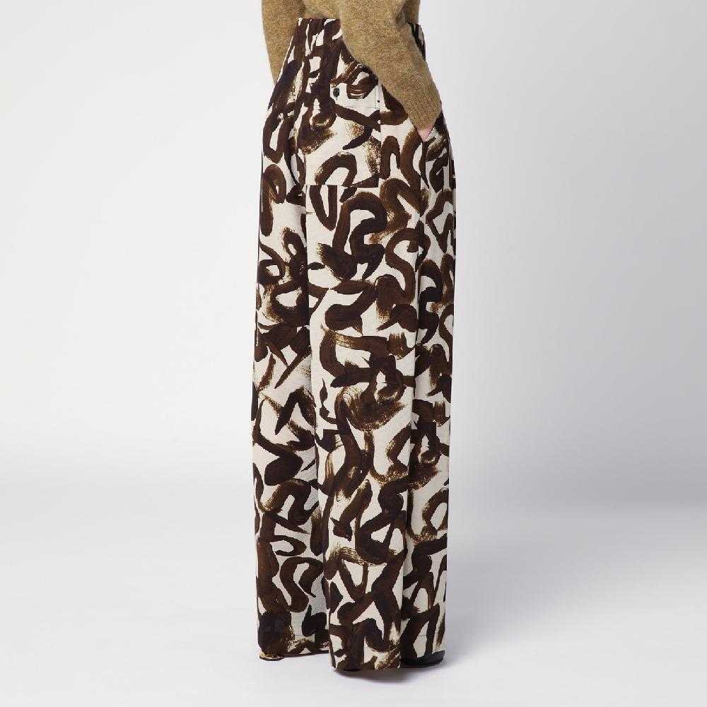 Dries Van Noten Pantalone ampio con stampa marrone Presa