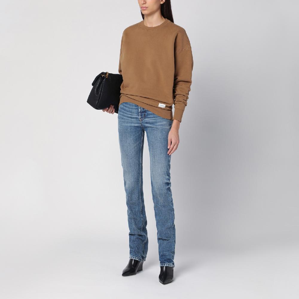 Saint Laurent Felpa color caramello in cotone felpato Sconto