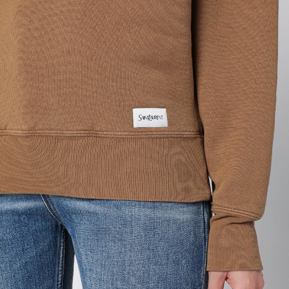 Saint Laurent Felpa color caramello in cotone felpato Sconto