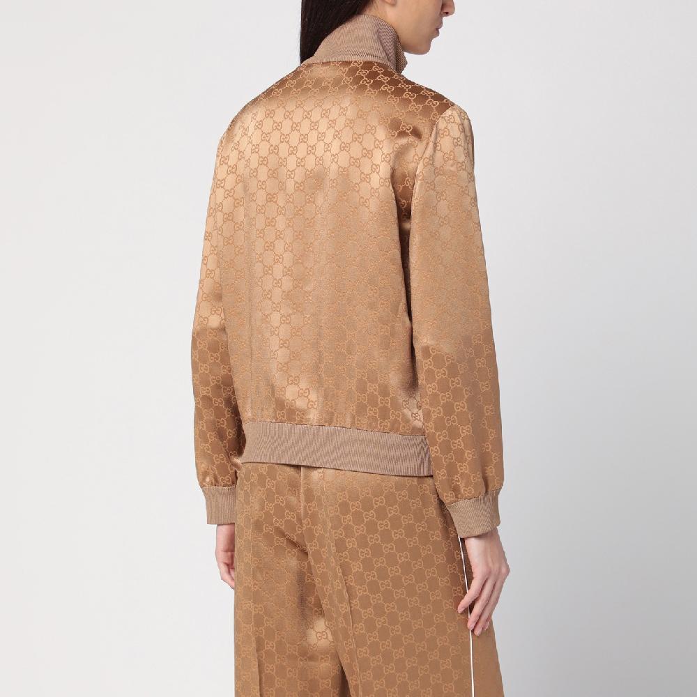 GUCCI Bomber color cammello in jacquard di viscosa GG Economico