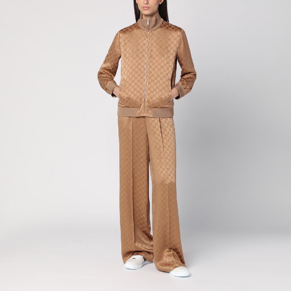 GUCCI Pantalone color cammello in jacquard di viscosa GG Online