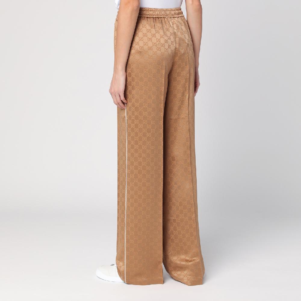 GUCCI Pantalone color cammello in jacquard di viscosa GG Online