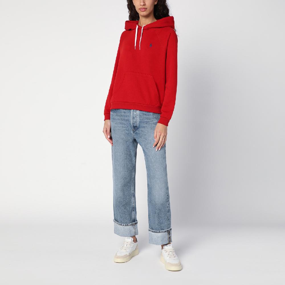 Polo Ralph Lauren Felpa rossa in cotone felpato Outlet