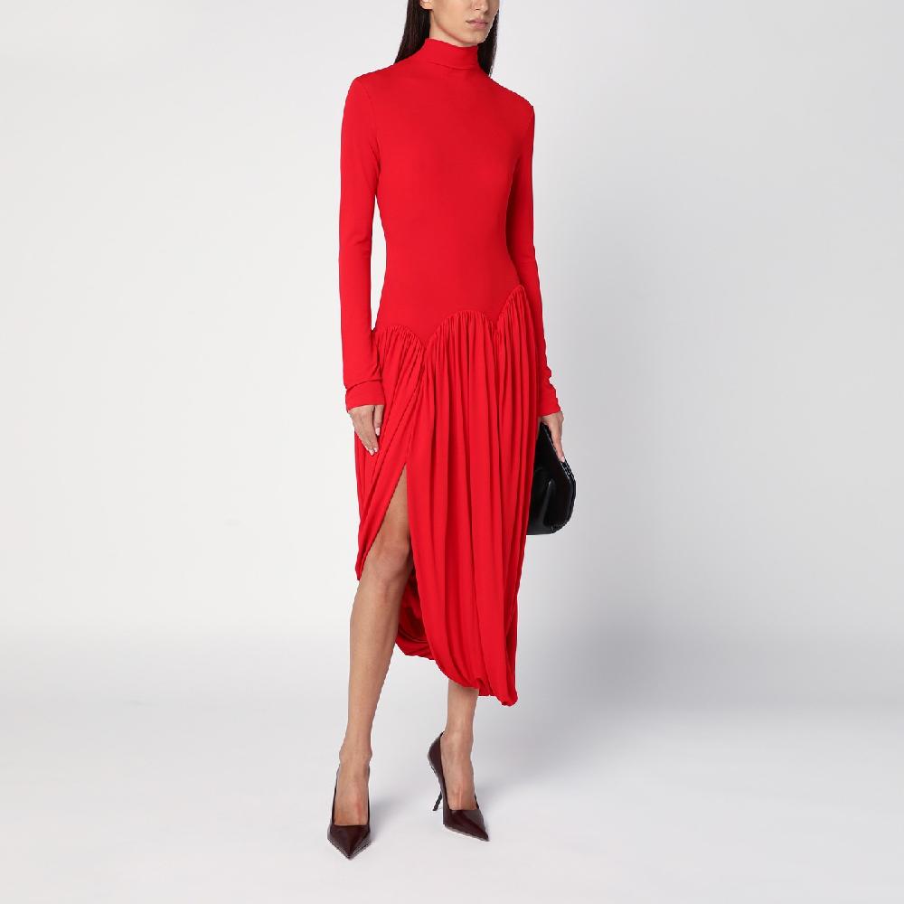 Ferragamo Abito rosso con gonna a tulipano In Vendita