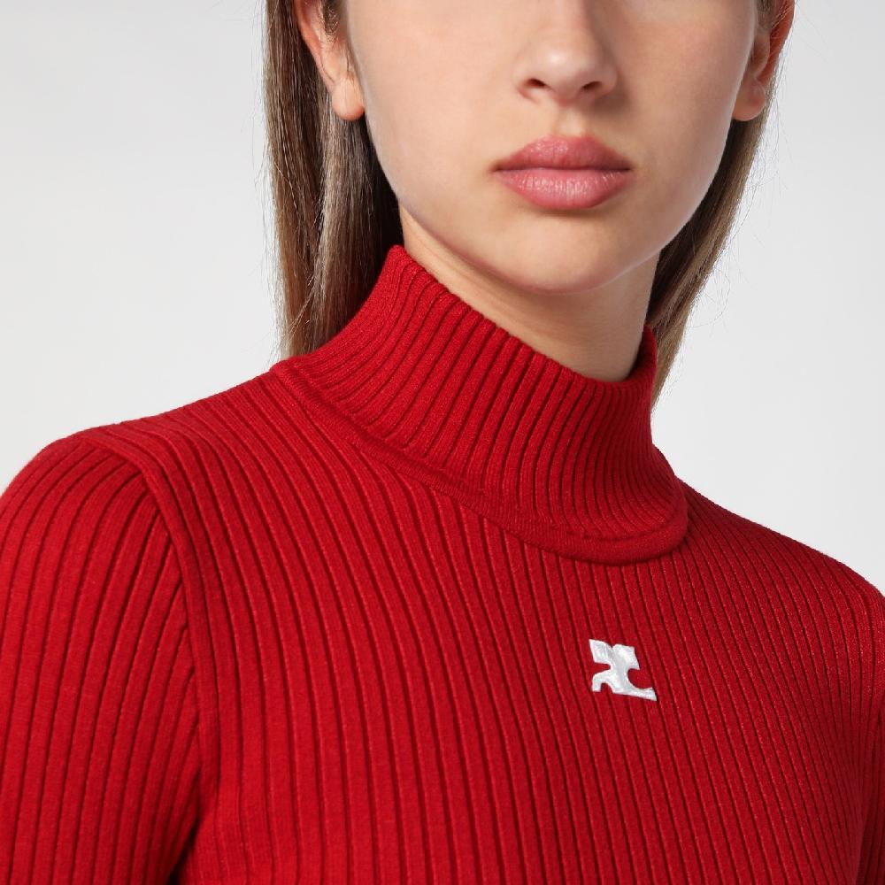 Courru00e8ges Maglia dolcevita rossa a coste Hotsell