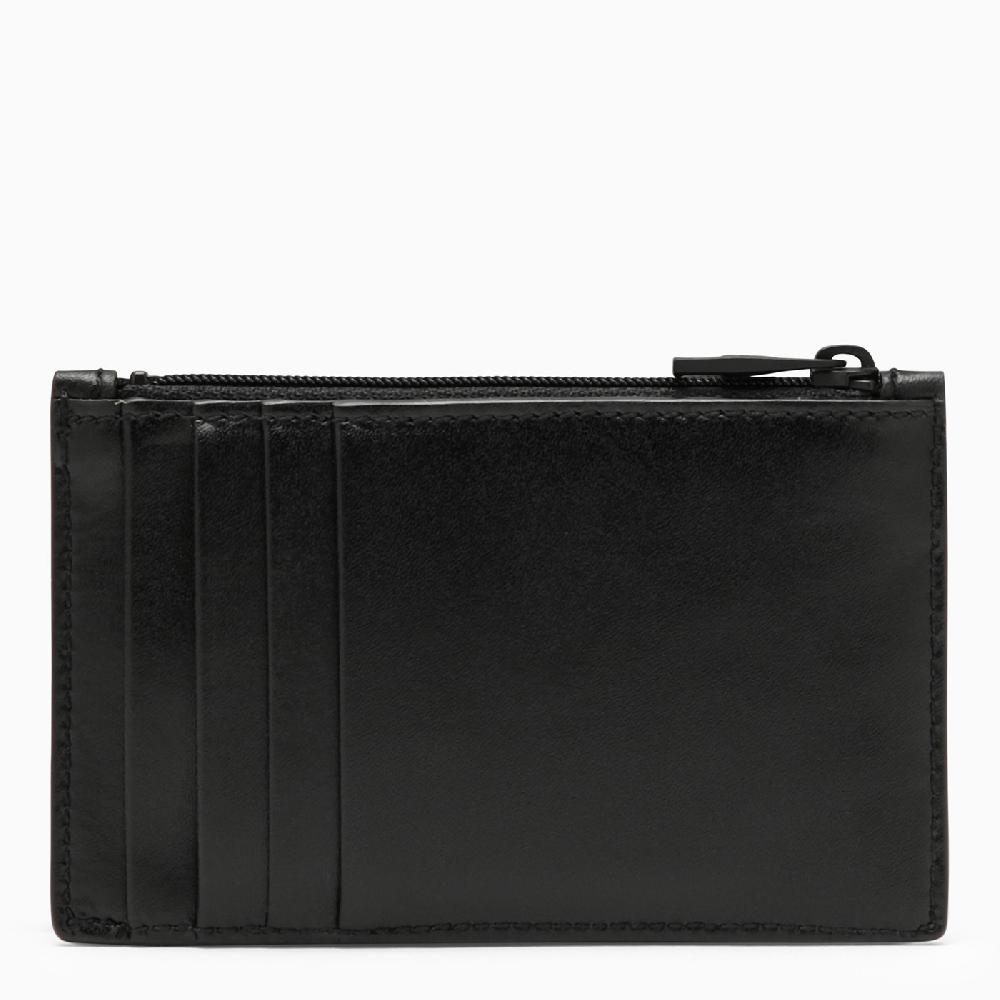 Alexander McQueen Portacarte con zip nero in pelle con logo In Linea