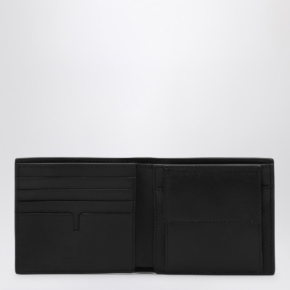 Burberry Portafoglio bi-fold nero in pelle Check impresso Nuovo