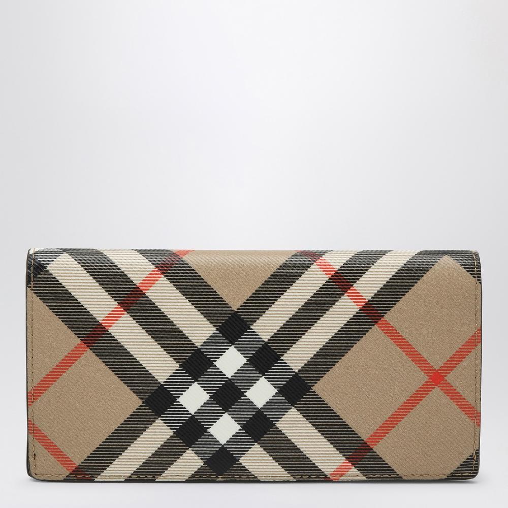 Burberry Portafoglio continental grande in Check beige Vendita
