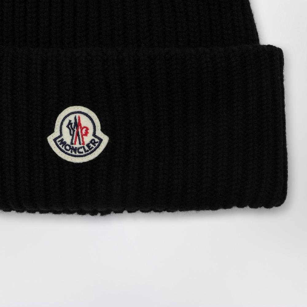 Moncler Cuffia nera in lana e cashmere Promozione Limitata
