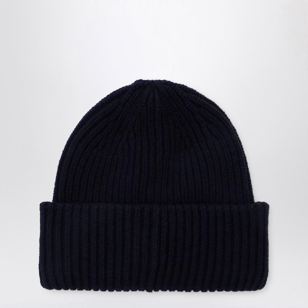 Moncler Cuffia blu in lana e cashmere Fino Al -60%