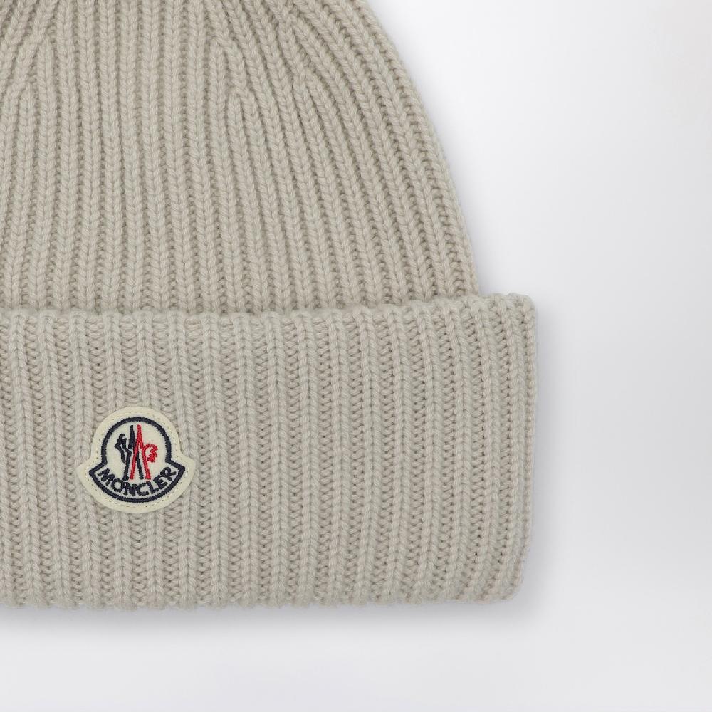 Moncler Cuffia beige in lana e cashmere Shopping Online