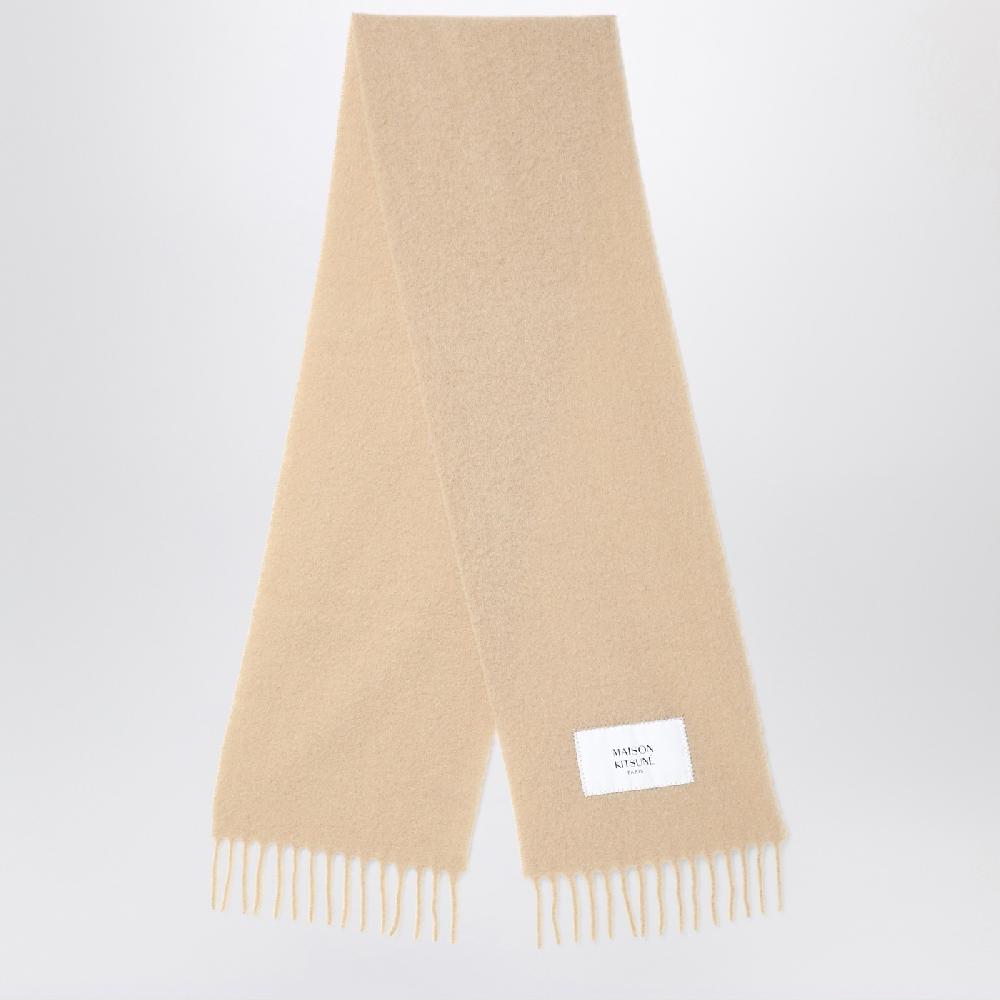 Maison Kitsunu00e9 Sciarpa beige chiara in misto lana