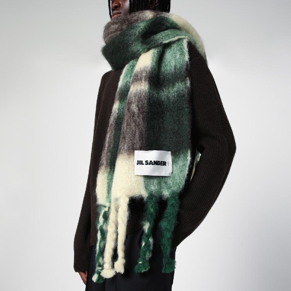Jil Sander Sciarpa gialla/marrone/verde in misto mohair Presa