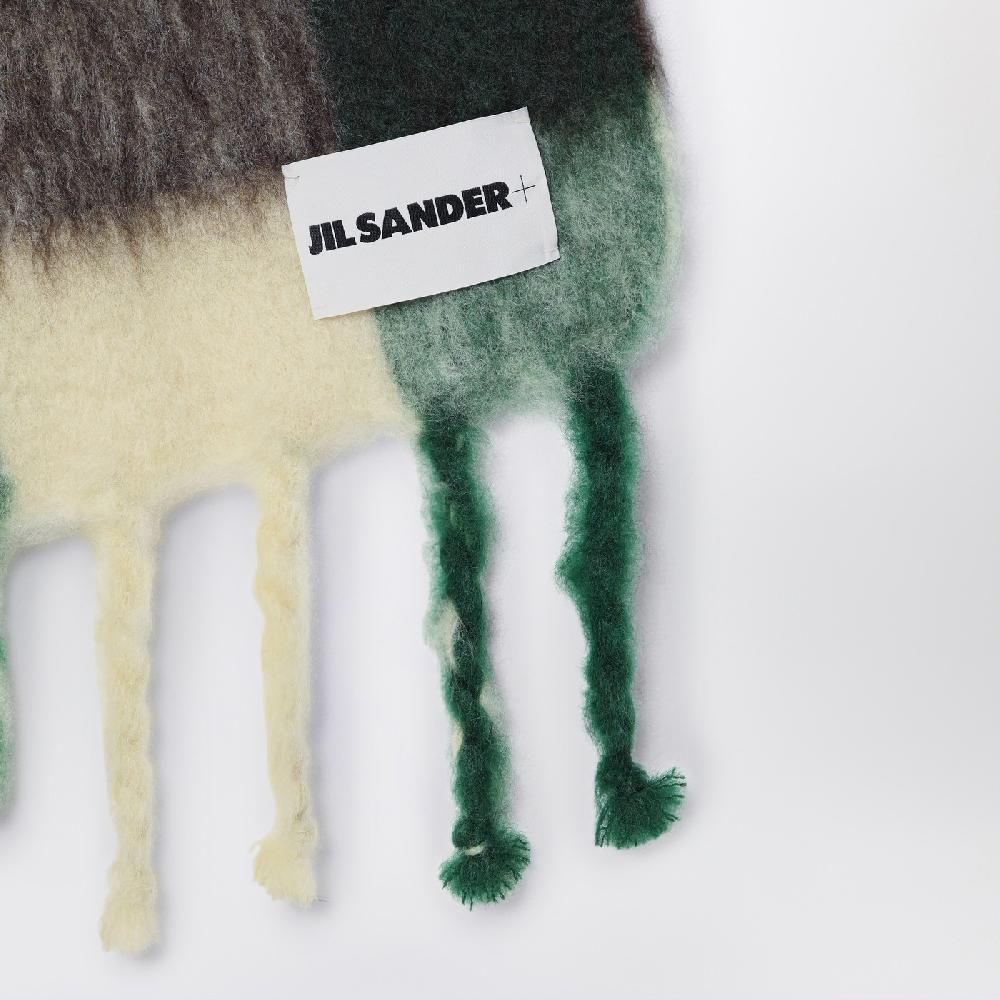 Jil Sander Sciarpa gialla/marrone/verde in misto mohair Presa