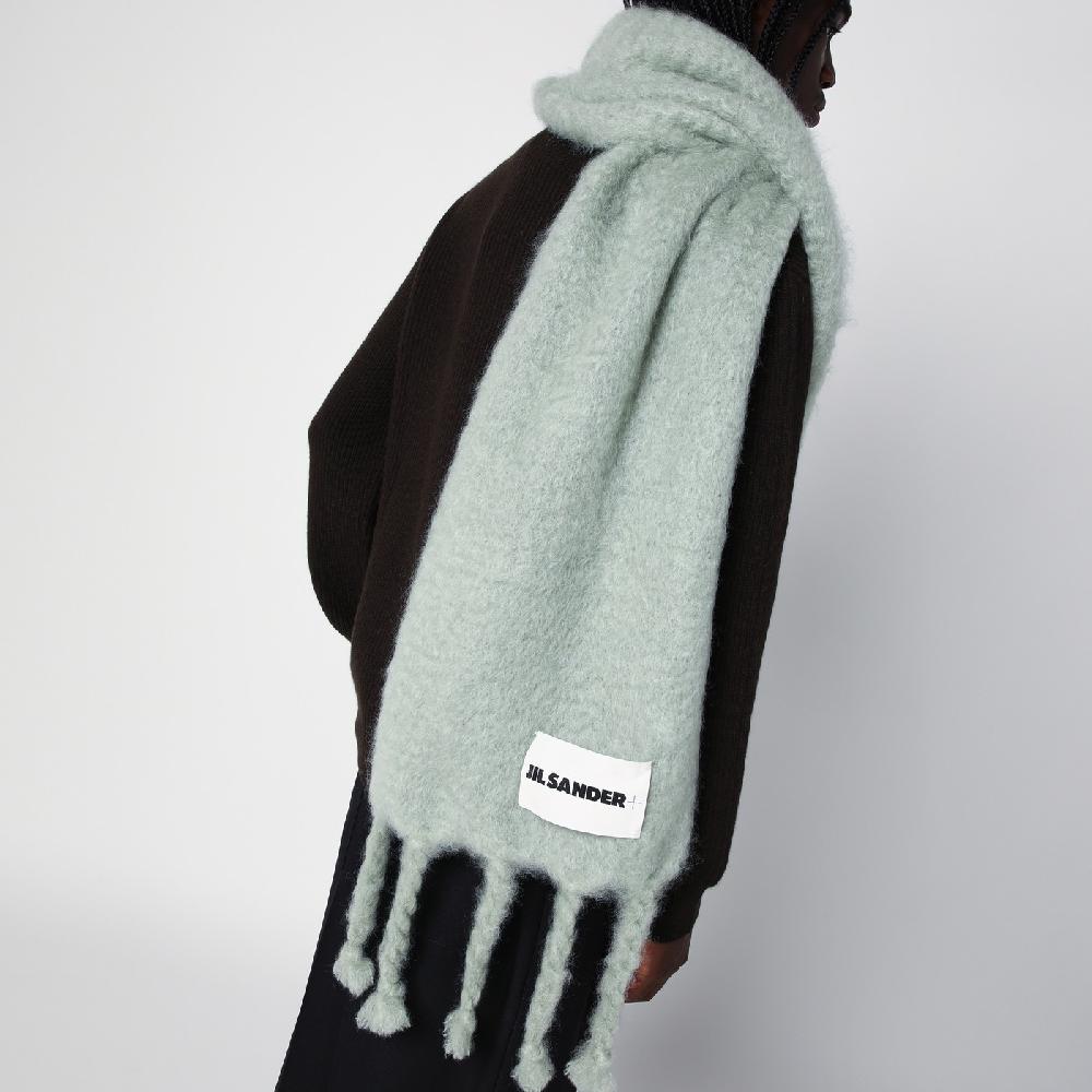 Jil Sander Sciarpa verde chiara in misto mohair Sconto