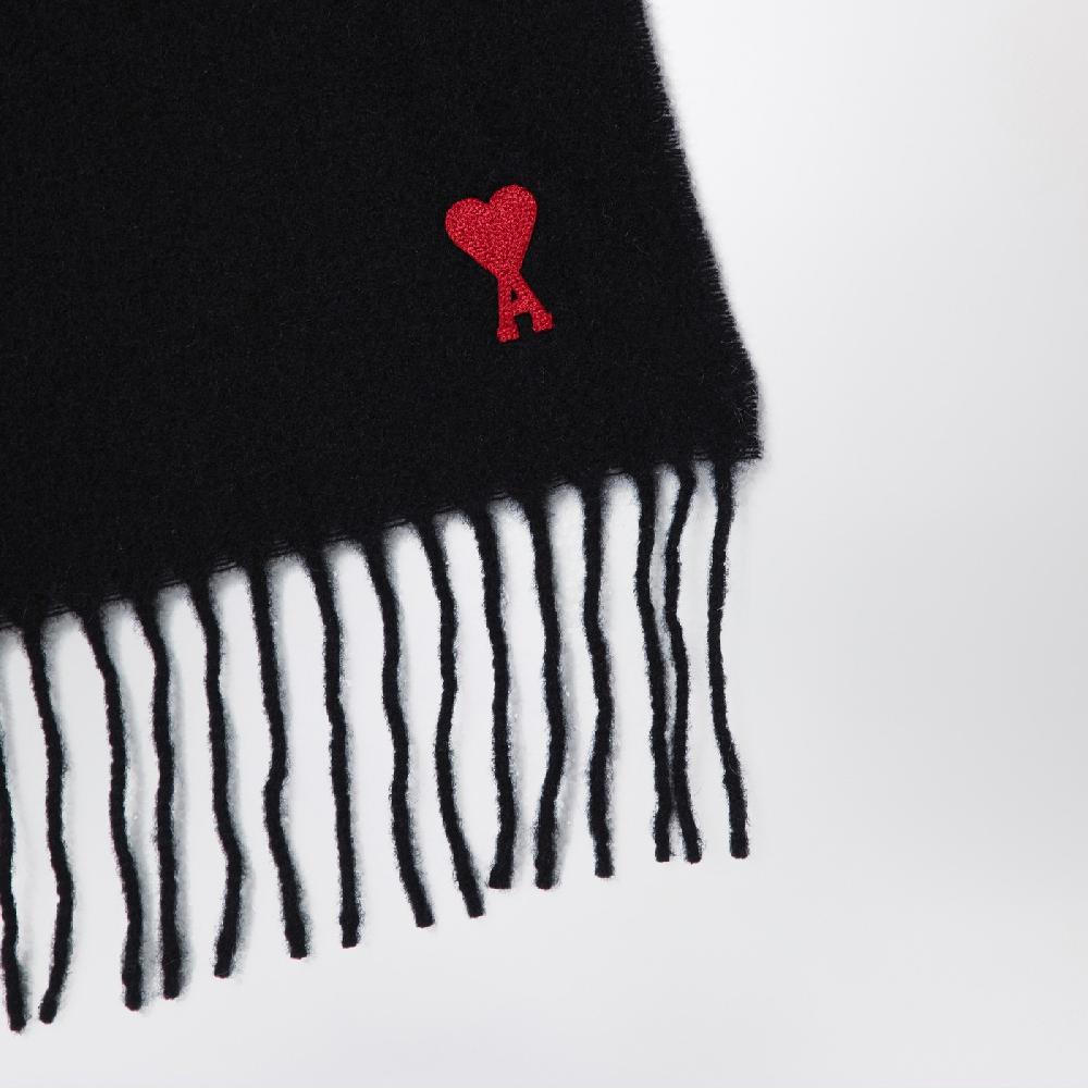Ami Paris Sciarpa Ami De Coeur nera in lana Online