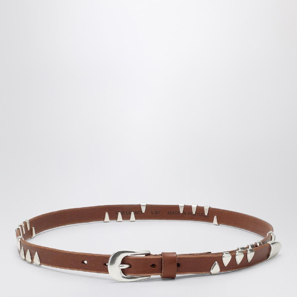 Cintura color nocciola in pelle con artigli