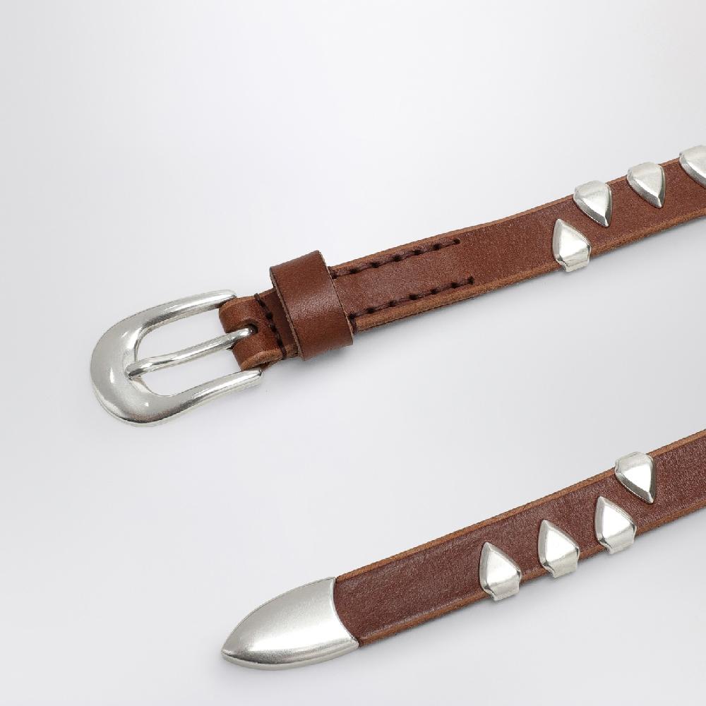 Cintura color nocciola in pelle con artigli Outlet