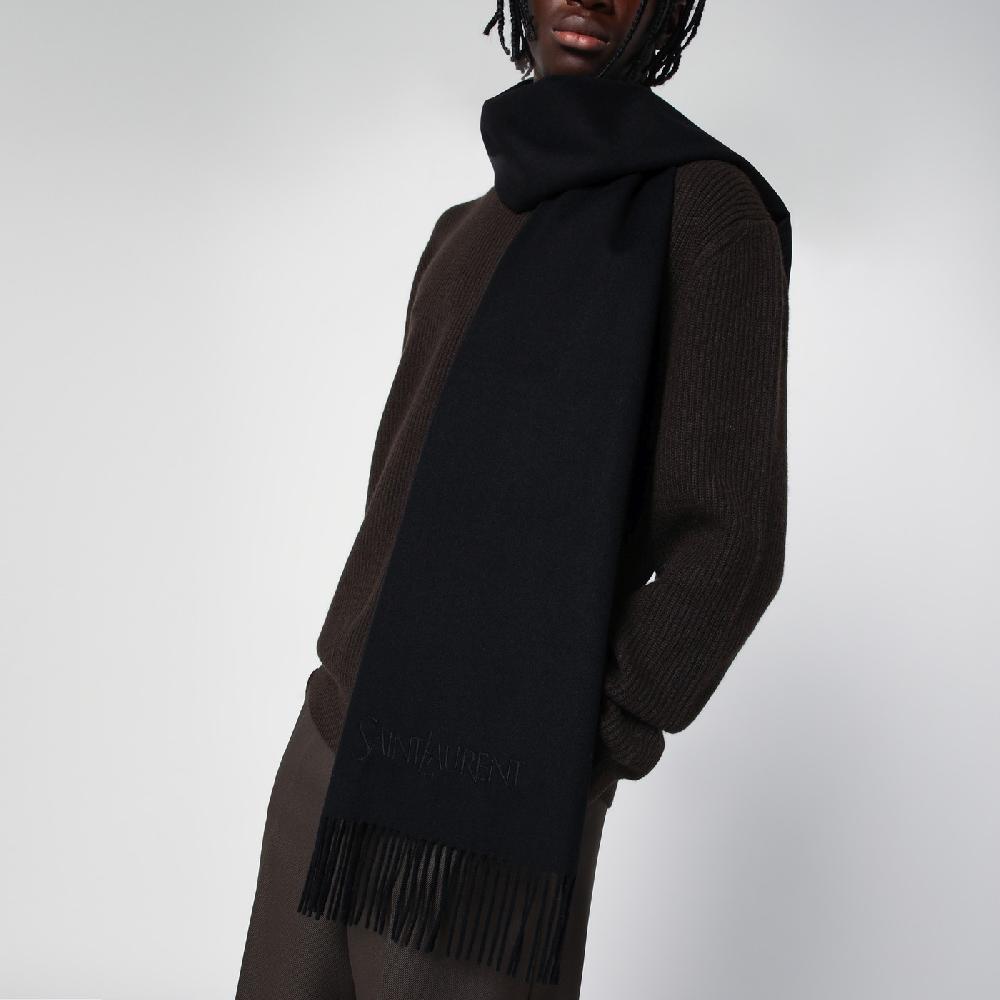 Saint Laurent Sciarpa nera in cashmere In Vendita
