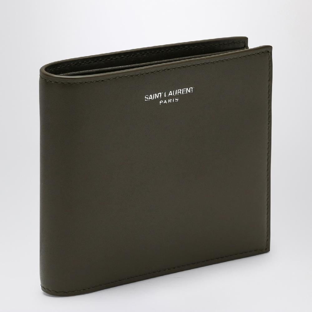 Saint Laurent Portafoglio bi-fold verde muschio in pelle