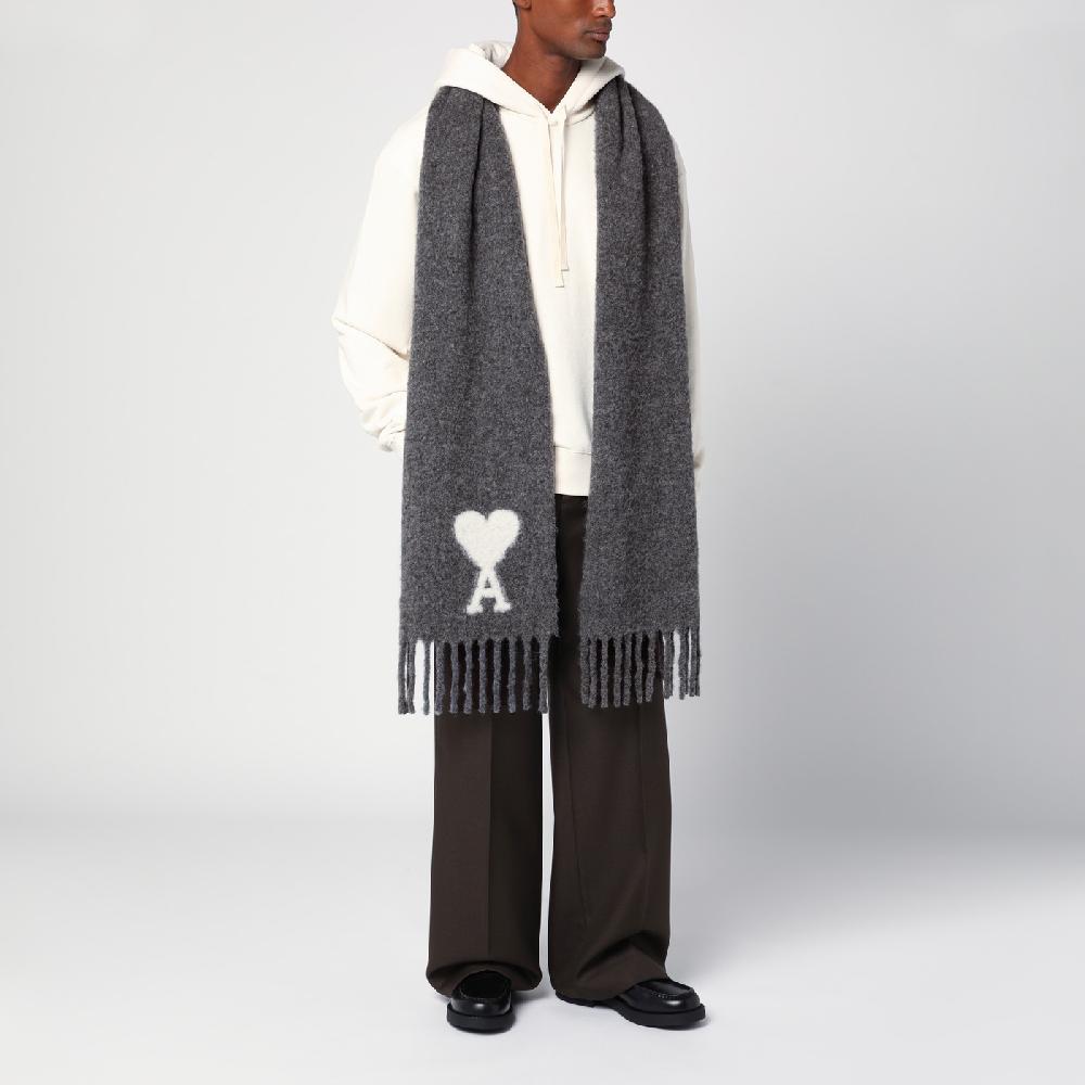 Ami Paris Sciarpa grigia scura in misto alpaca Hotsell