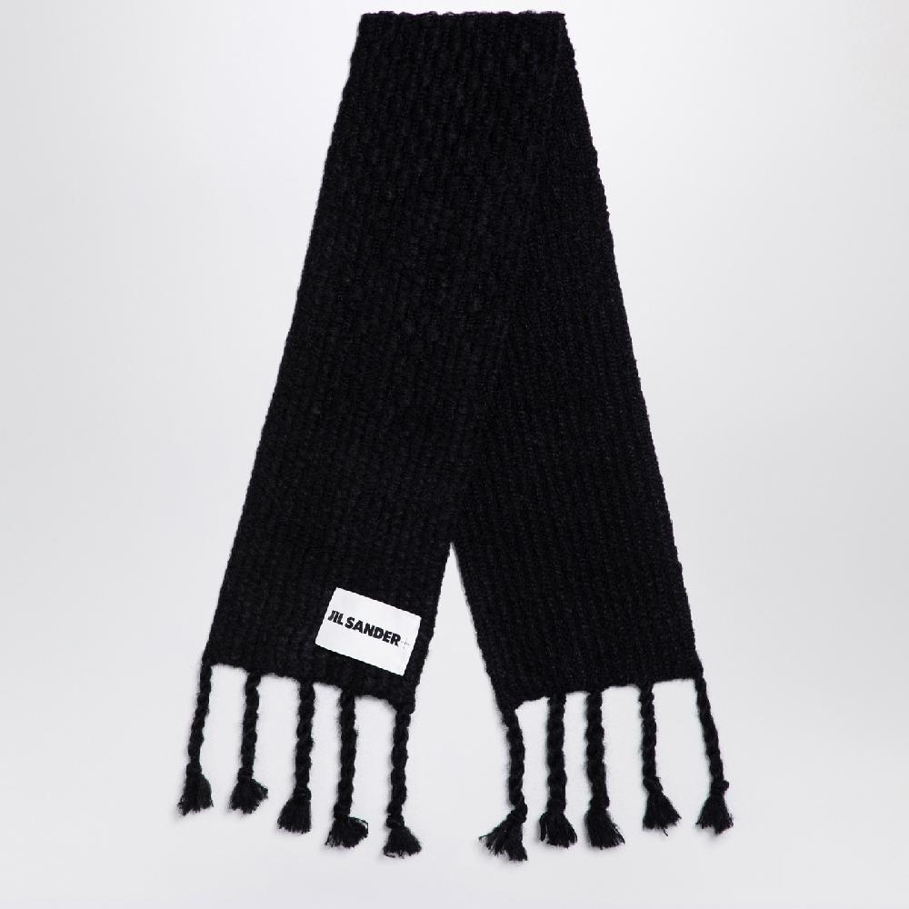 Jil Sander Sciarpa nera in misto mohair