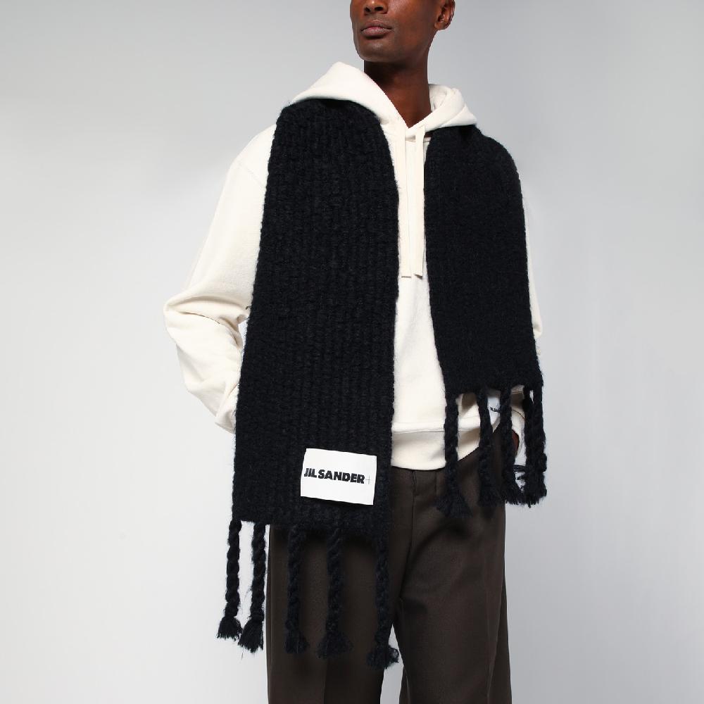 Jil Sander Sciarpa nera in misto mohair Saldi Di Fabbrica