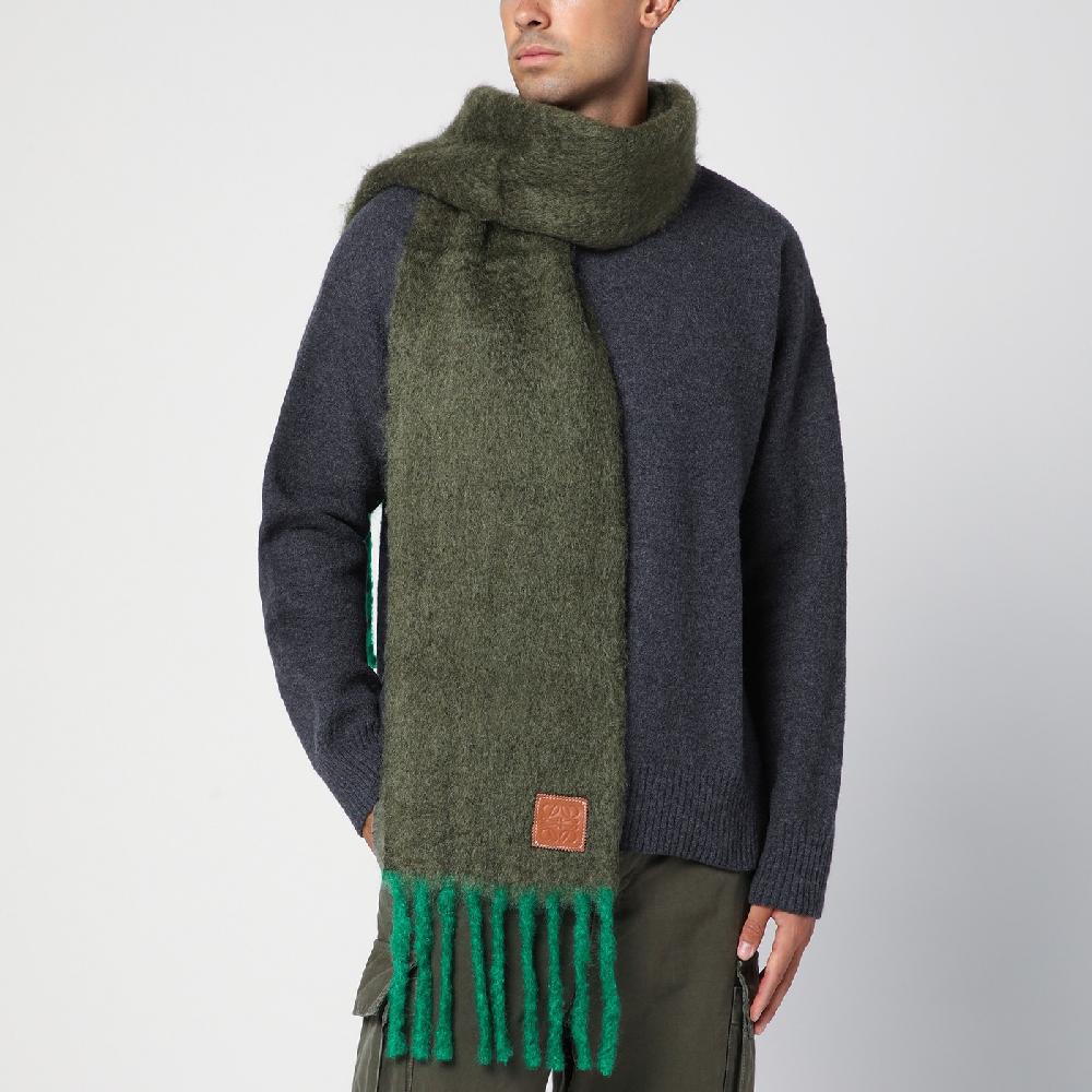 Loewe Sciarpa verde kaki/verde in mohair e lana Vendite Flash