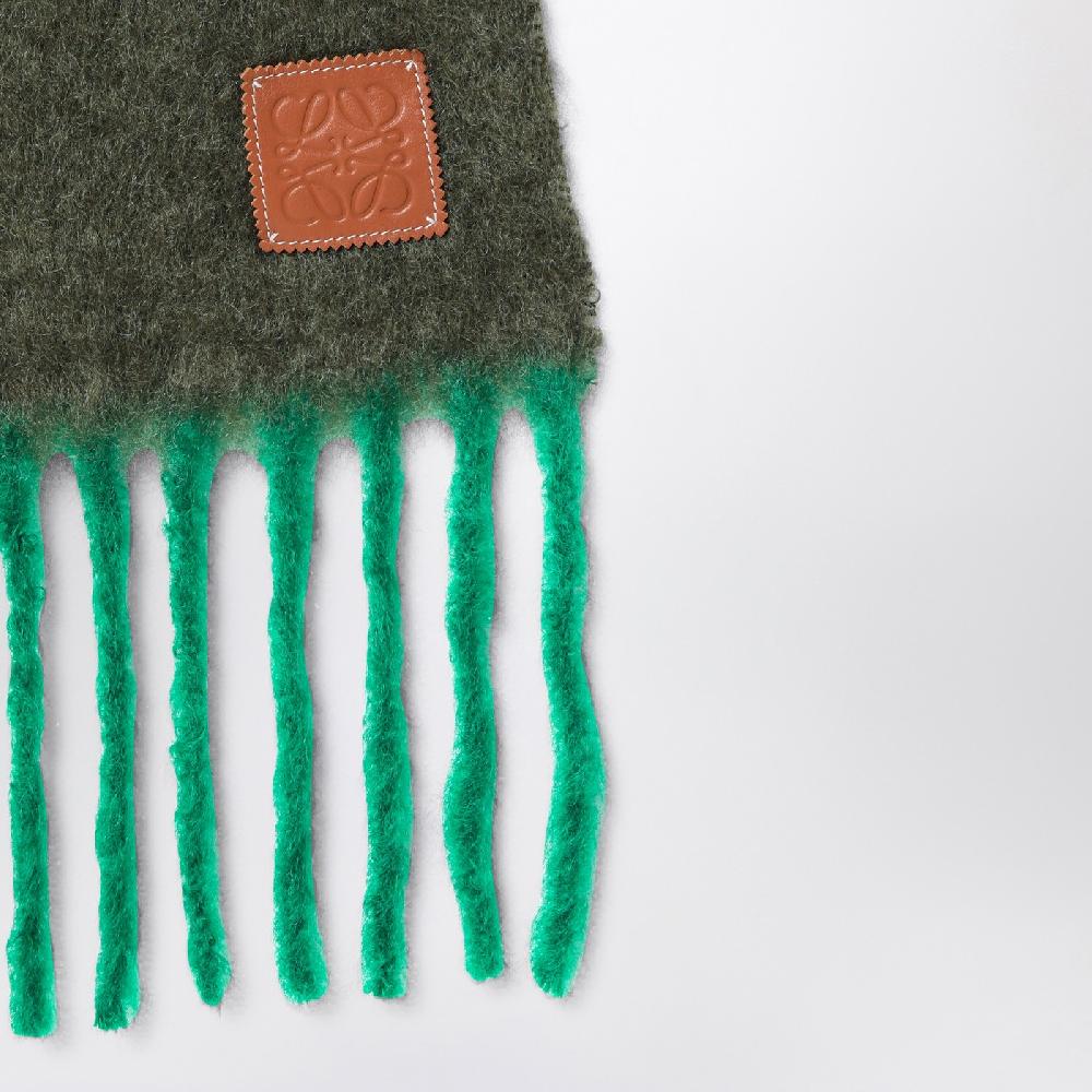 Loewe Sciarpa verde kaki/verde in mohair e lana Vendite Flash