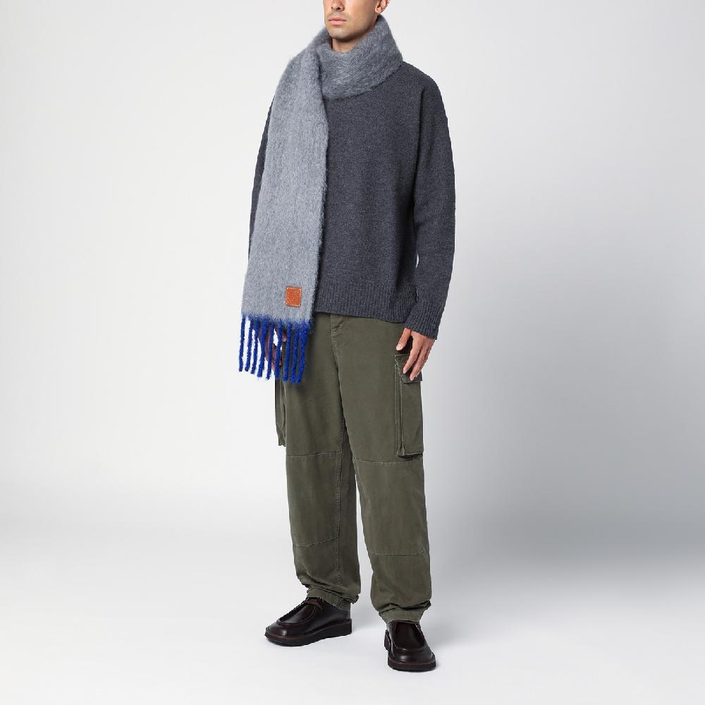 Loewe Sciarpa grigia/blu in mohair e lana Negozio
