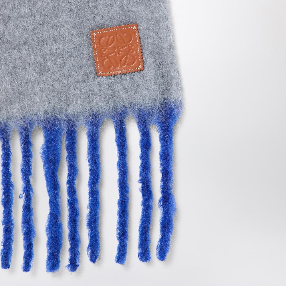 Loewe Sciarpa grigia/blu in mohair e lana Negozio