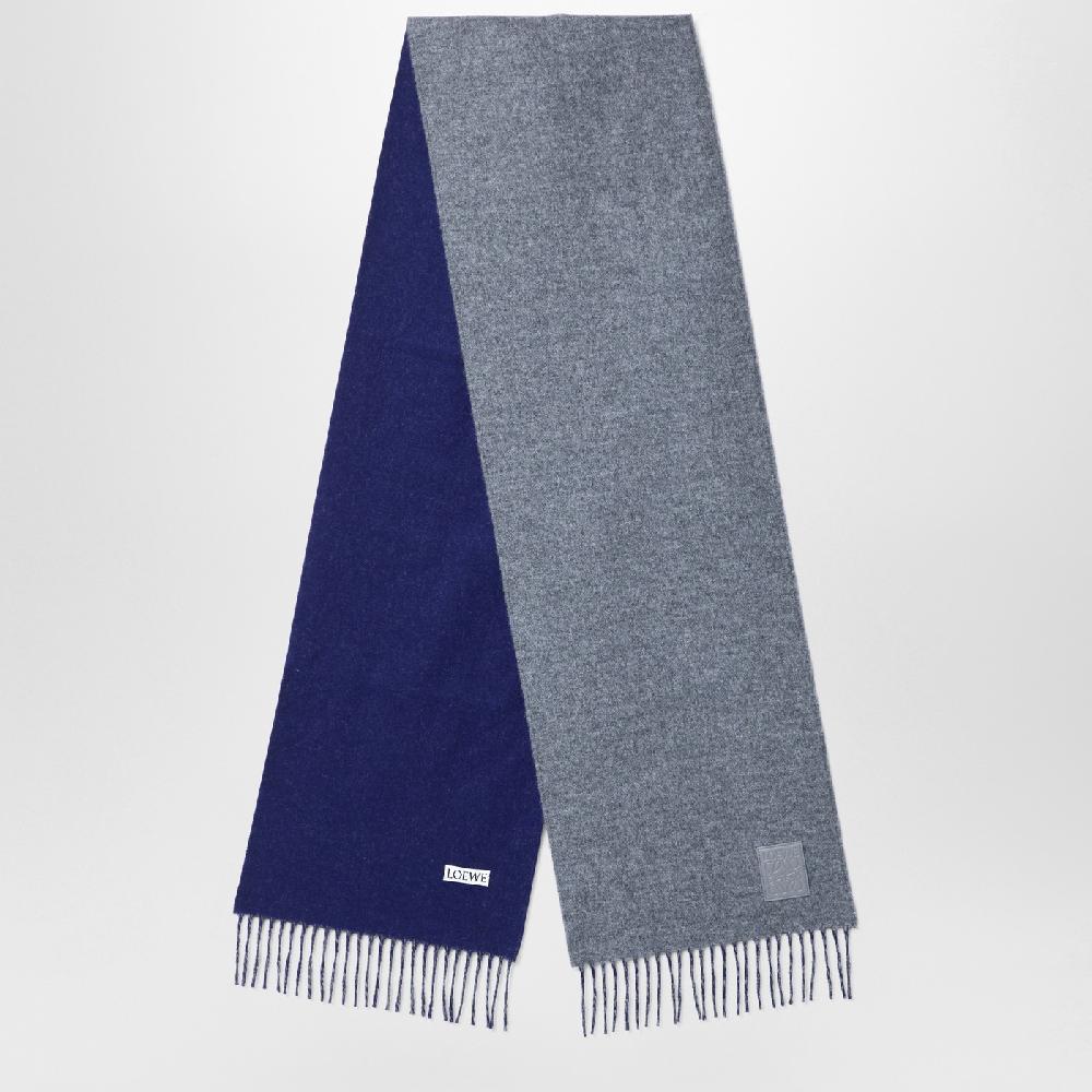 Loewe Sciarpa grigia/blu in lana e cashmere