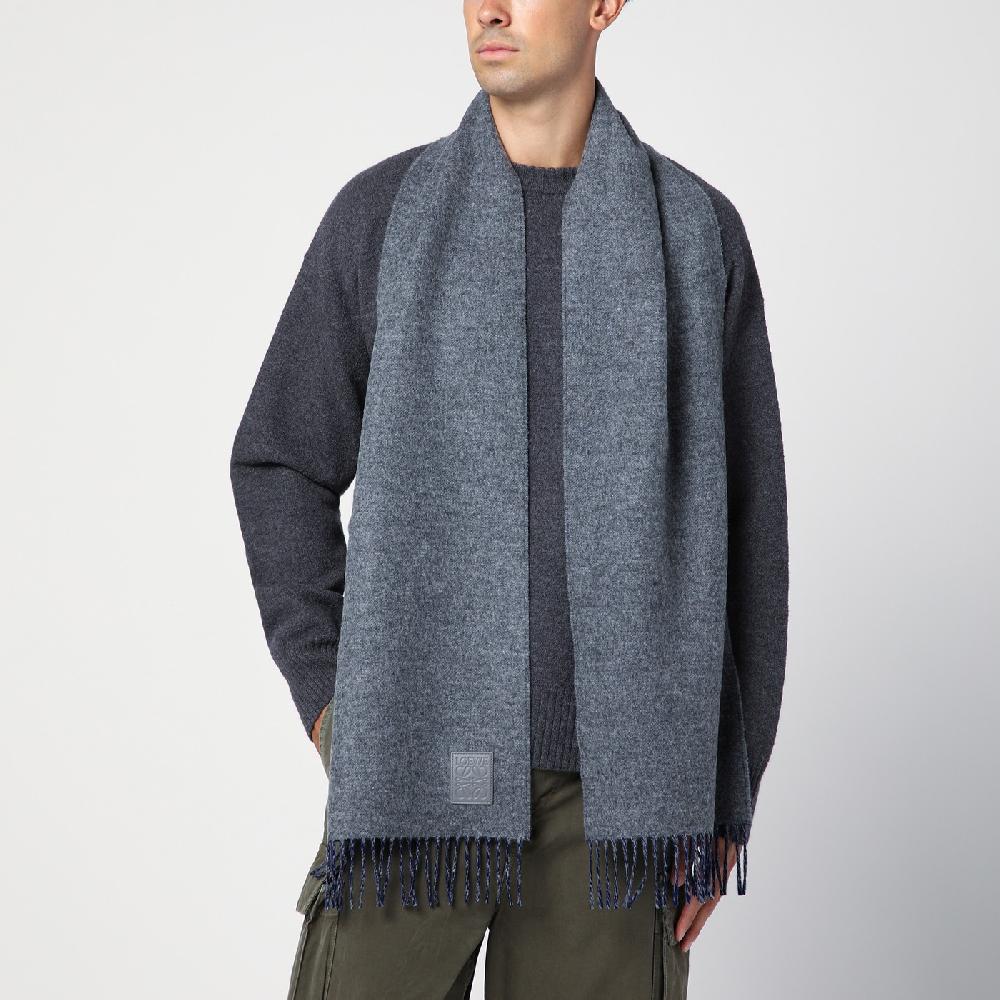 Loewe Sciarpa grigia/blu in lana e cashmere In Saldo