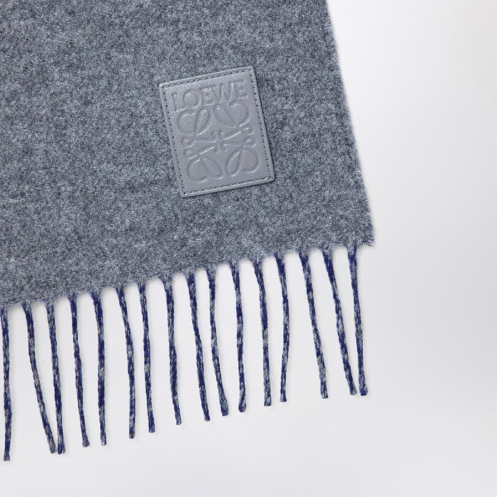 Loewe Sciarpa grigia/blu in lana e cashmere In Saldo