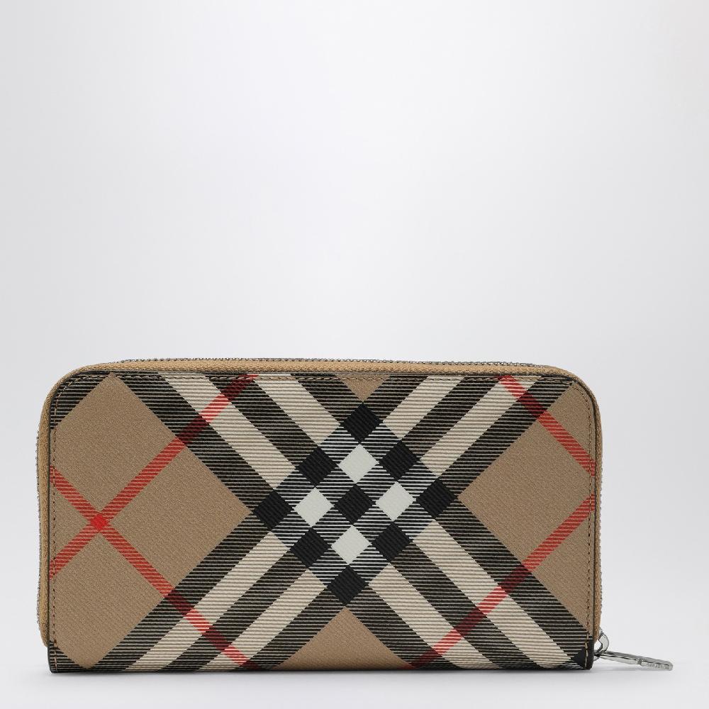 Burberry Portafoglio con zip beige motivo Check Moda