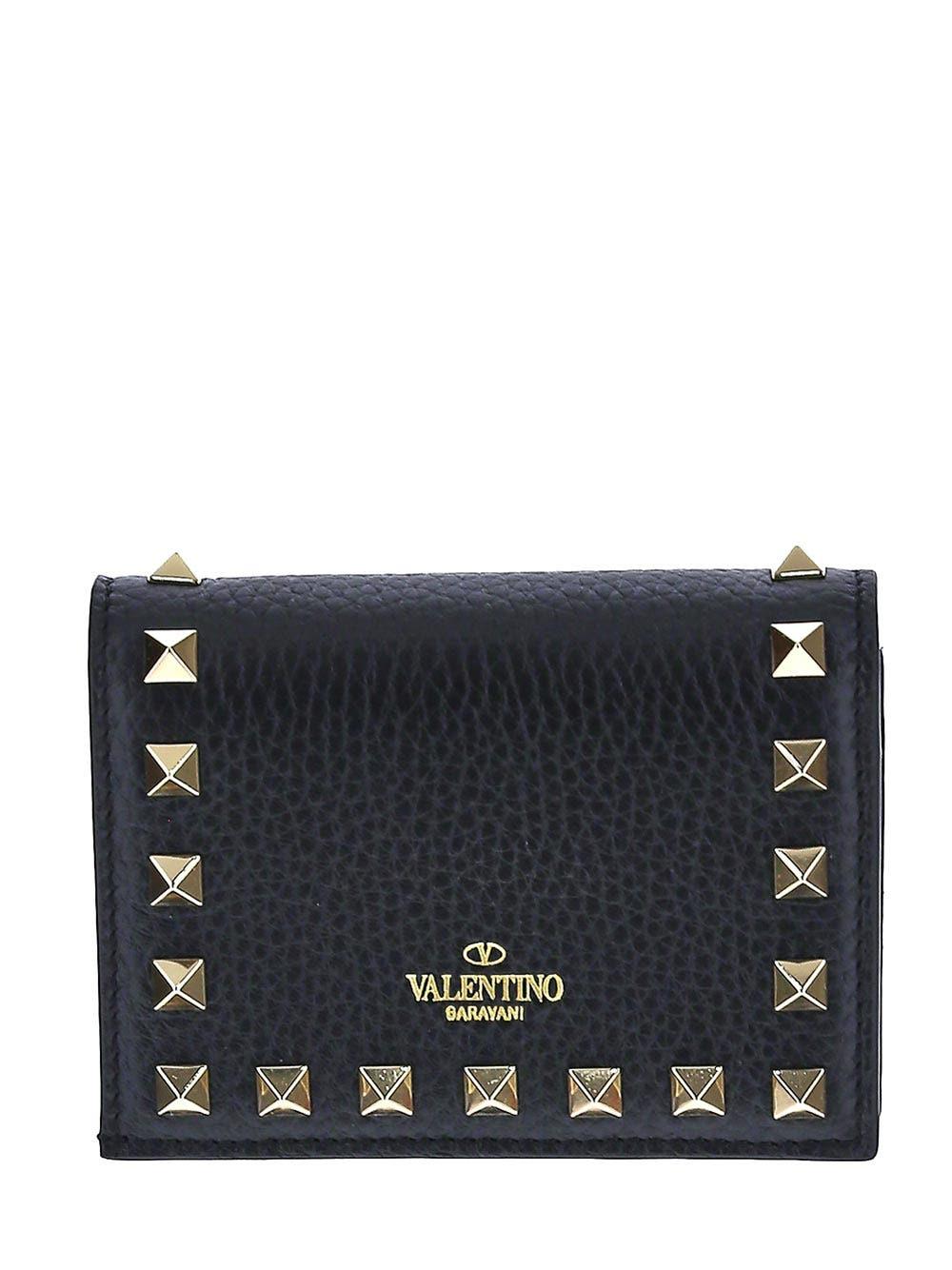 Oluxury Valentino Garavani Small Rockstud Grainy Cardholder Prezzo basso