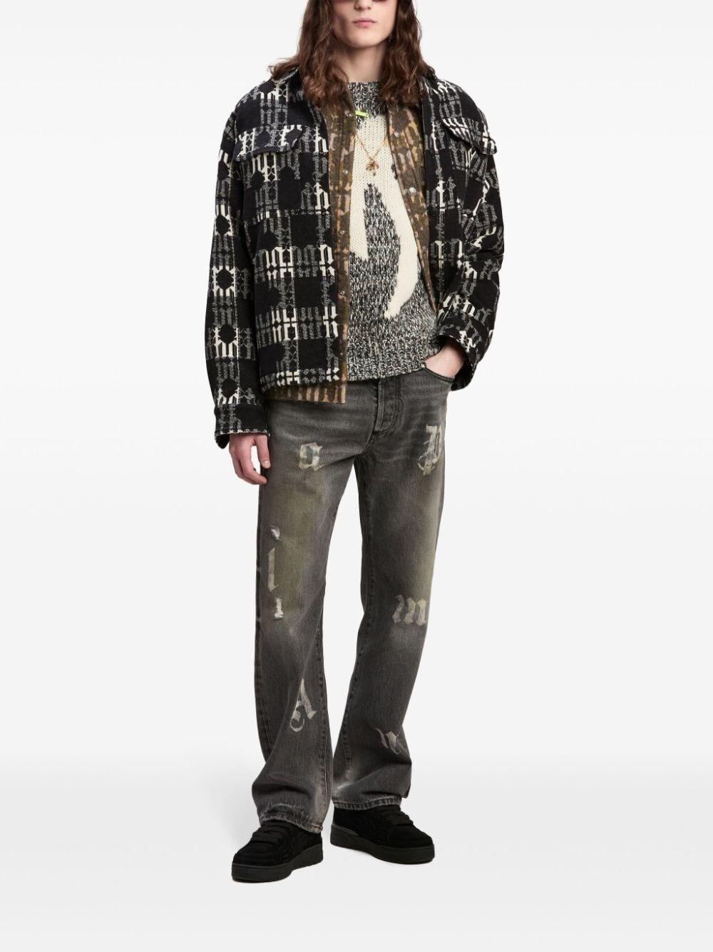 Palm angels `BW Logo Patch` 5-Pocket Jeans Offerta