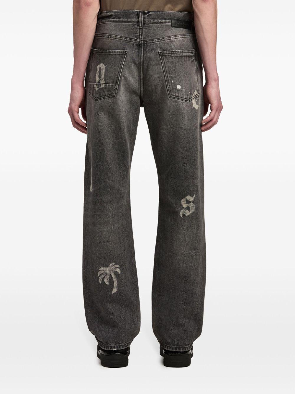 Palm angels `BW Logo Patch` 5-Pocket Jeans Offerta