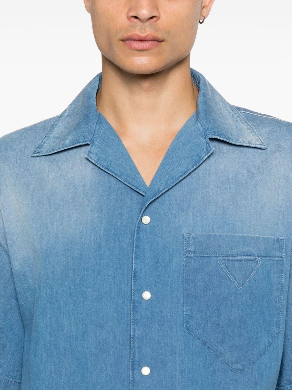 Prada Light Denim Short Sleeve Shirt Sottocosto