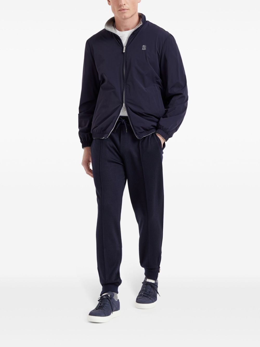 Brunello cucinelli Pants With Crête Detail And Elasticated Zipper Cuffs Pezzi Unici