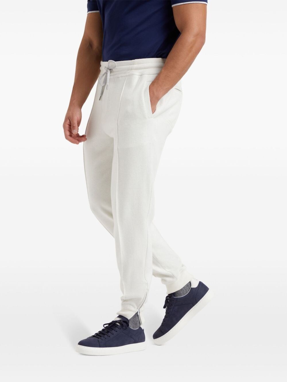 Brunello cucinelli Pants With Crête Detail And Elasticated Zipper Cuffs Qualità Garantita