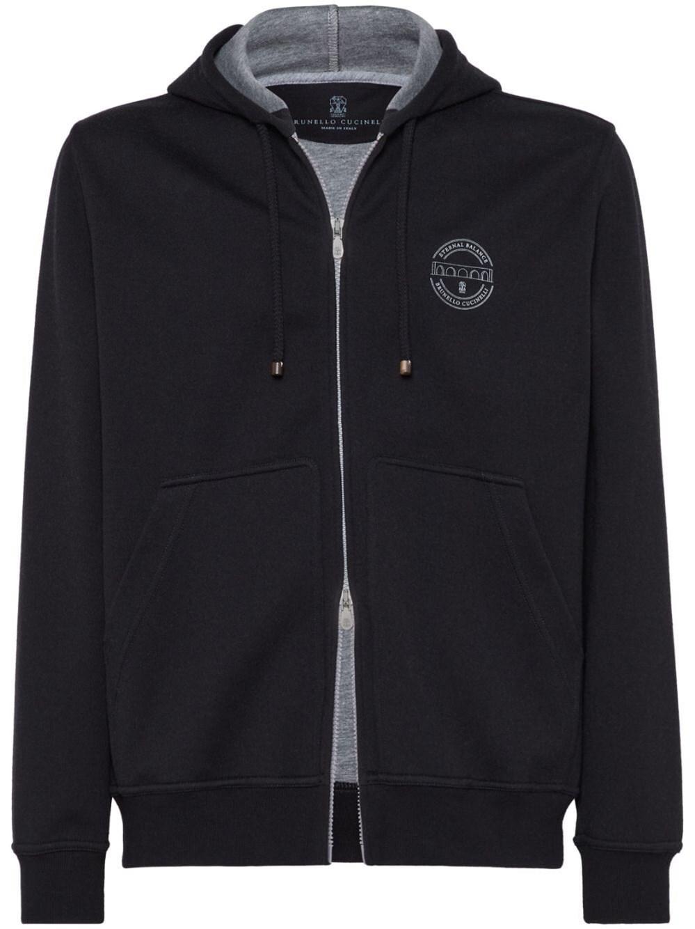 Brunello cucinelli Hooded Sweatshirt With Zipper And Print Negozi Online