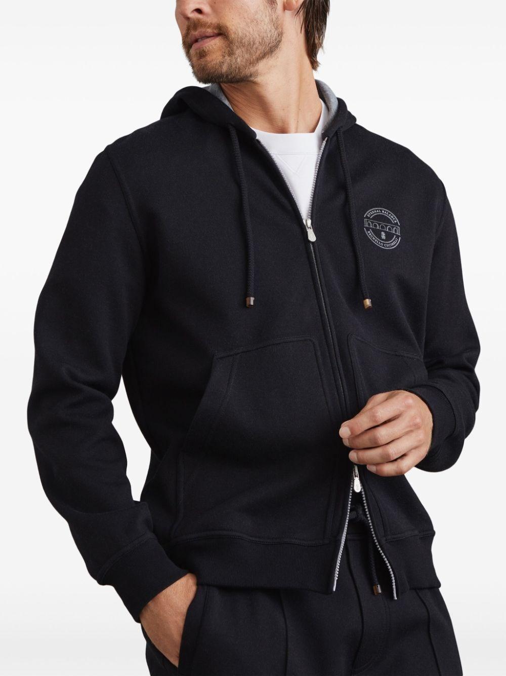 Brunello cucinelli Hooded Sweatshirt With Zipper And Print Negozi Online