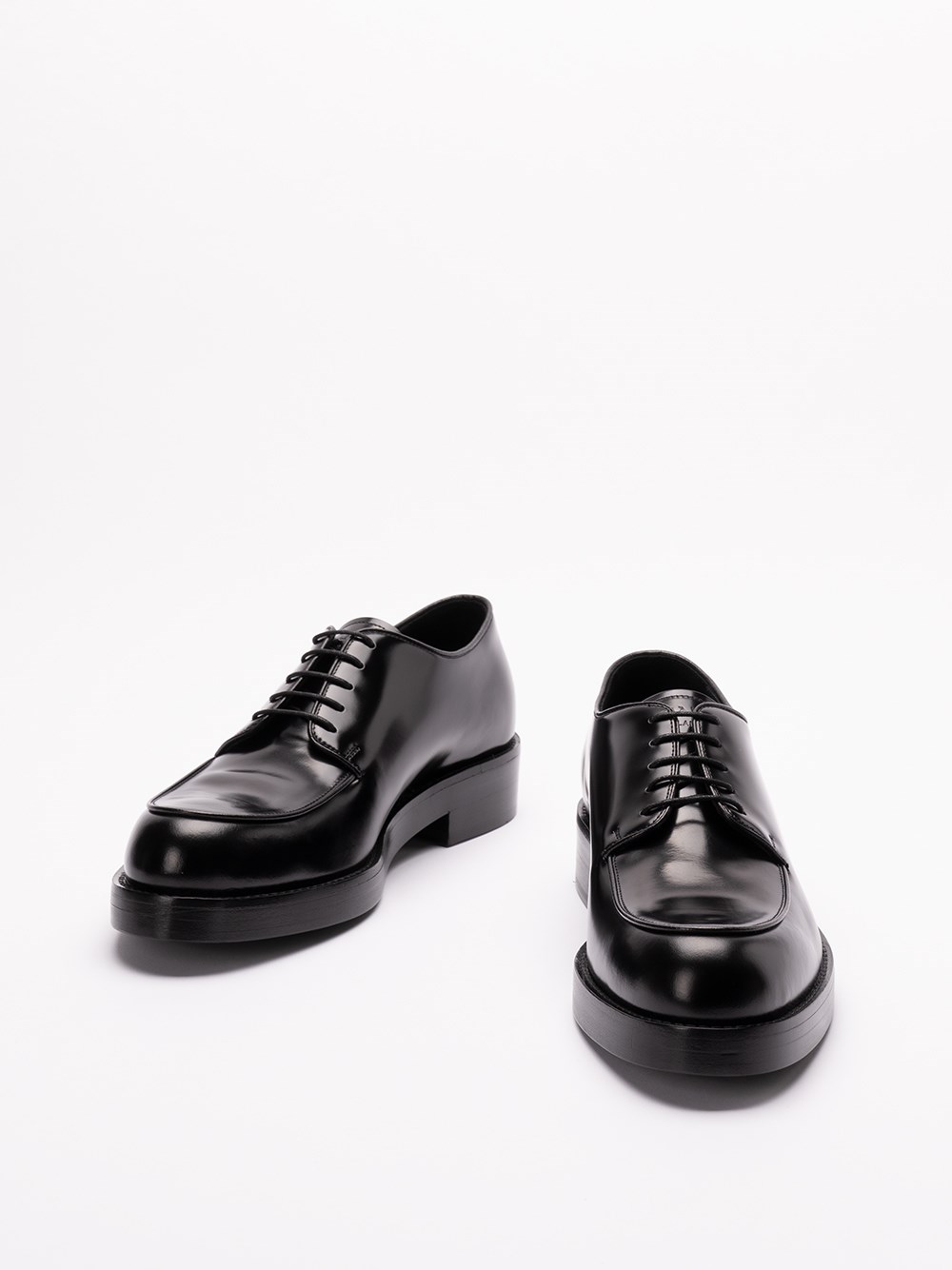 Prada Brushed Leather Derby Shoes In Linea