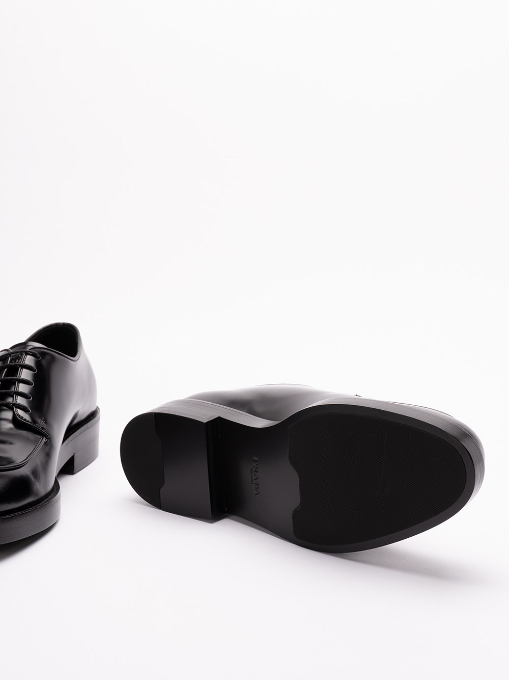 Prada Brushed Leather Derby Shoes In Linea