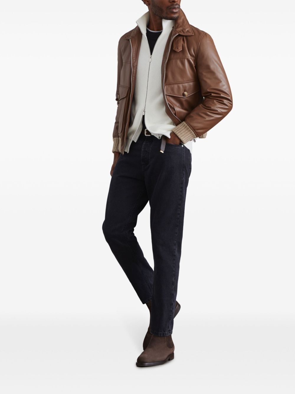 Brunello cucinelli Crew Neck T-Shirt With Faux-Layering Saldi Di Fabbrica