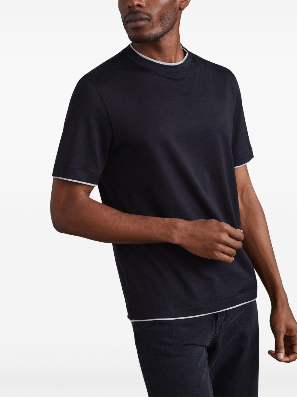 Brunello cucinelli Crew Neck T-Shirt With Faux-Layering Saldi Di Fabbrica