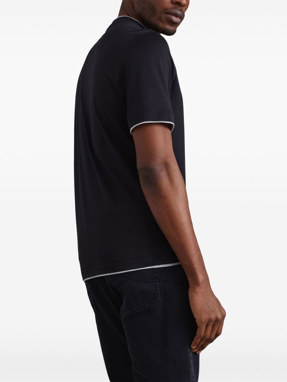 Brunello cucinelli Crew Neck T-Shirt With Faux-Layering Saldi Di Fabbrica